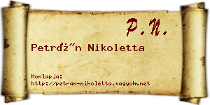 Petrán Nikoletta névjegykártya